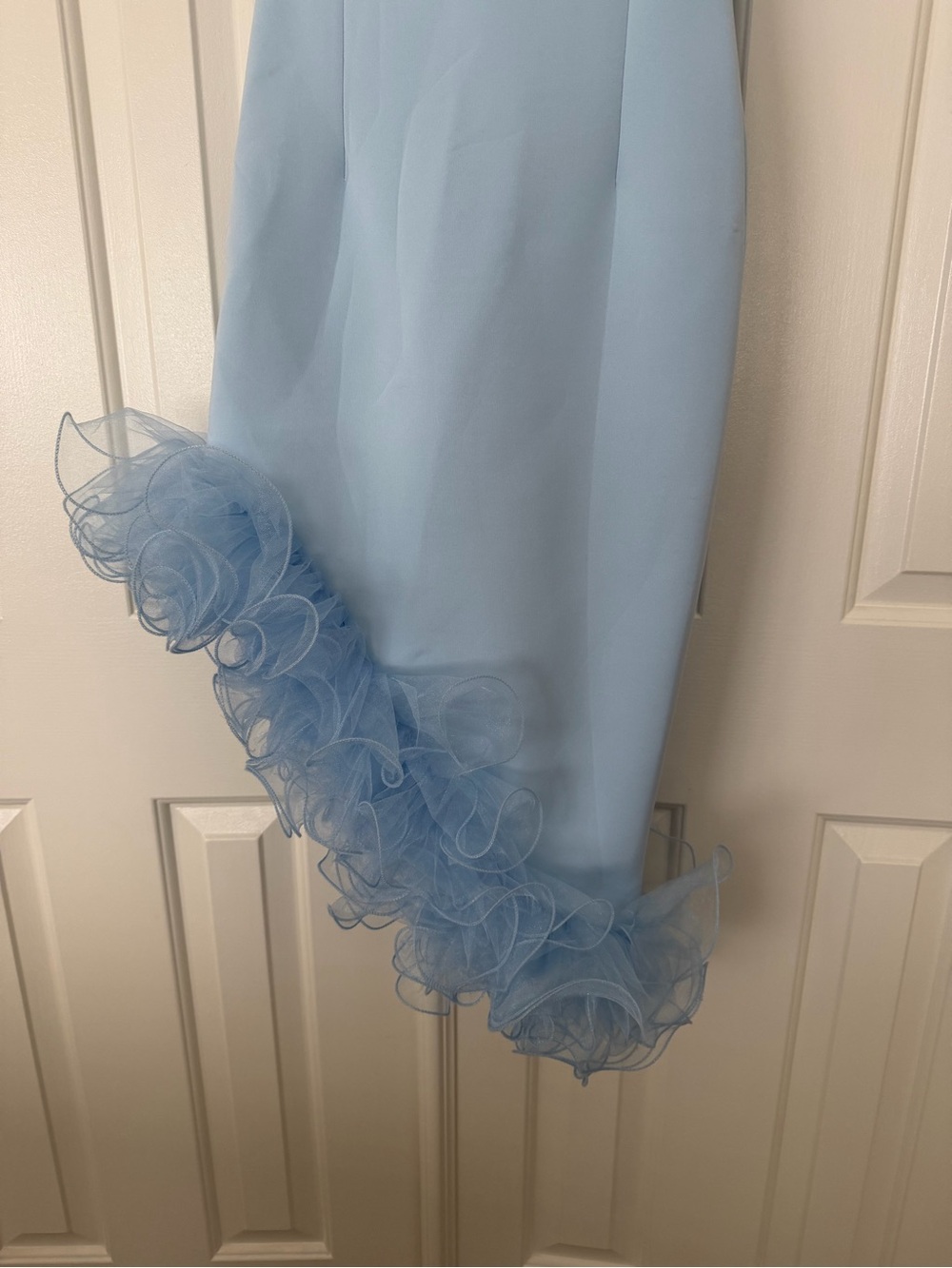Light Blue One-Shoulder Ruffle Hem Dress - Picture 9 of 13